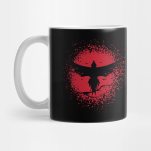 cool vintage japanese aesthetic red moon raven shirt Mug